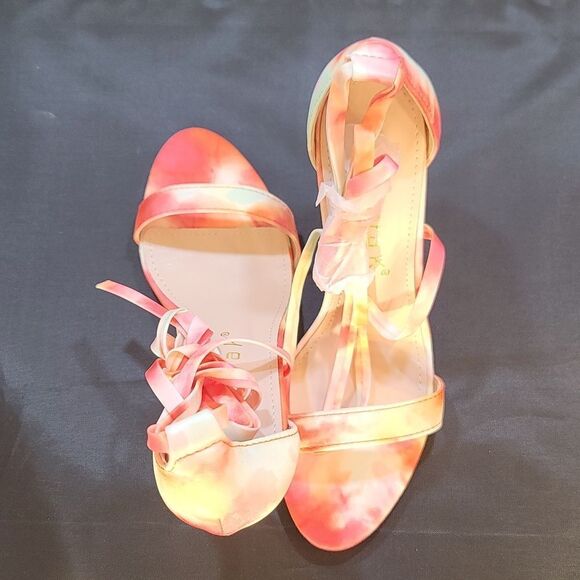 Allegra K Women's Elegant Open Toe Tie Dye Lace Up Stiletto Heel Sandals - Picture 12 of 16